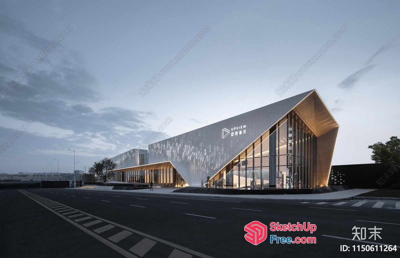 Futuristic Glass And Metal Building Facade 3D SketchUp File