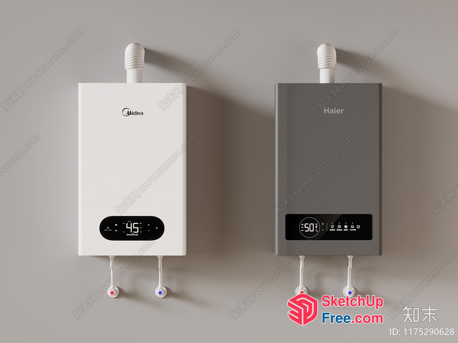 Two Wall-Mounted Water Heaters 3D SketchUp File