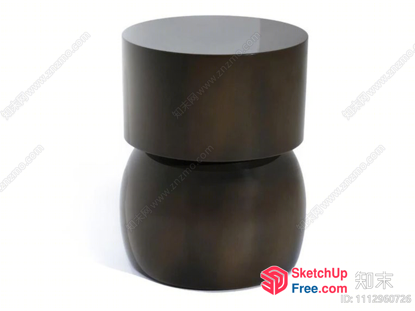 Dark Gray Pillar-Like Side Table 3D SketchUp File