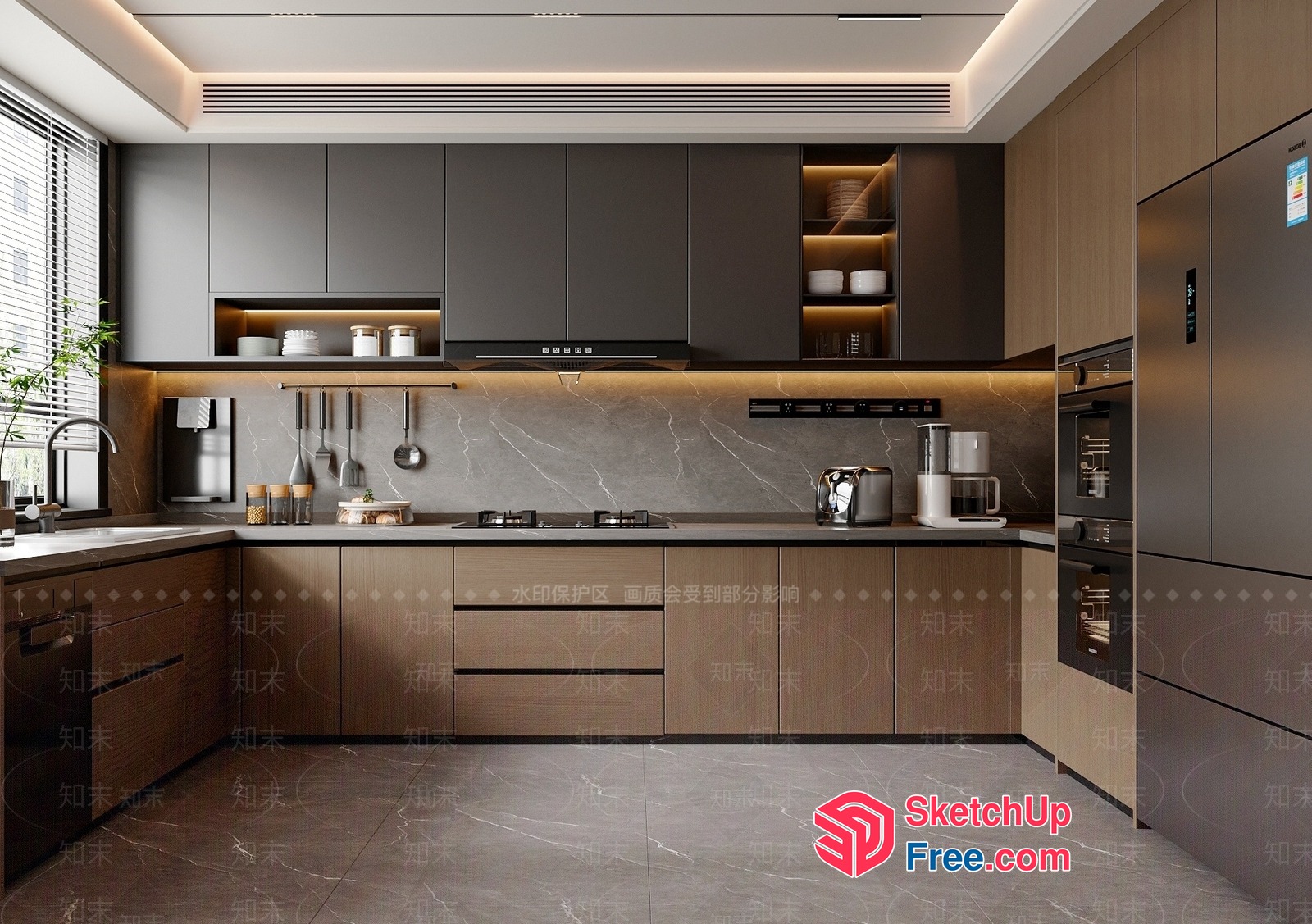 Modern Kitchen Interior With Sleek Cabinets And Appliances 3D SketchUp File