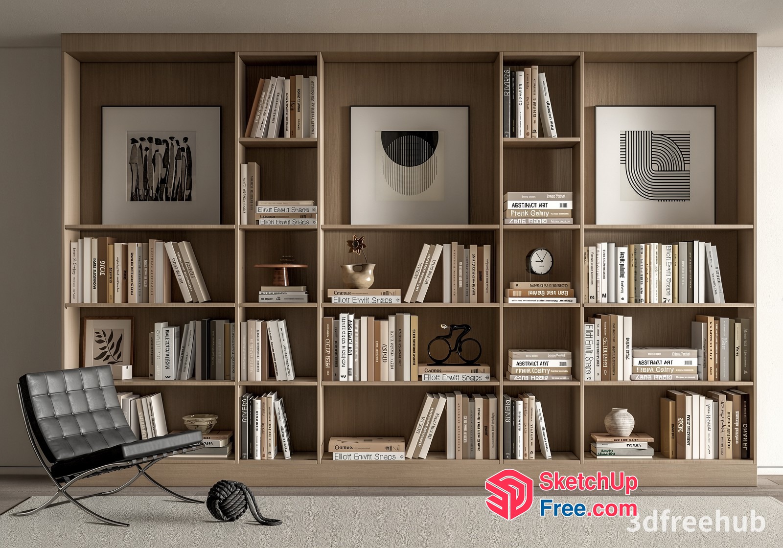 Elegant Minimalist Bookcase And Artwork Display 3D SketchUp File