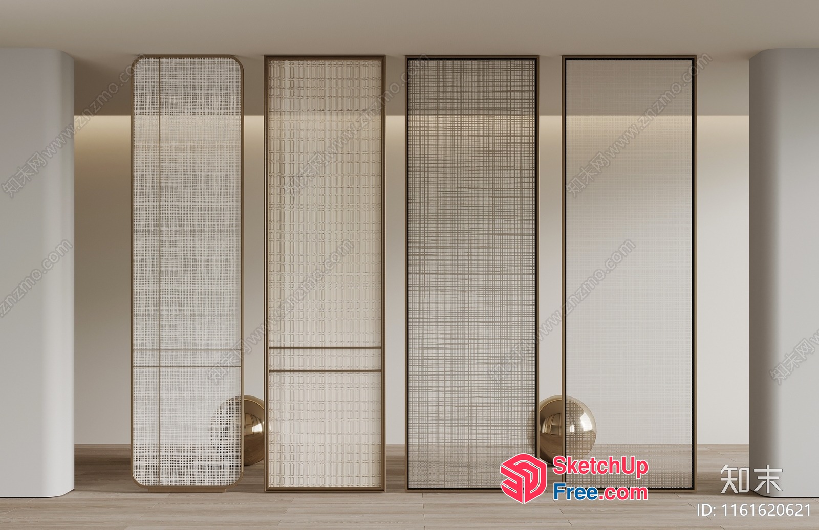 Modern Partition Screens In A Minimalist Interior Setting 3D SketchUp File