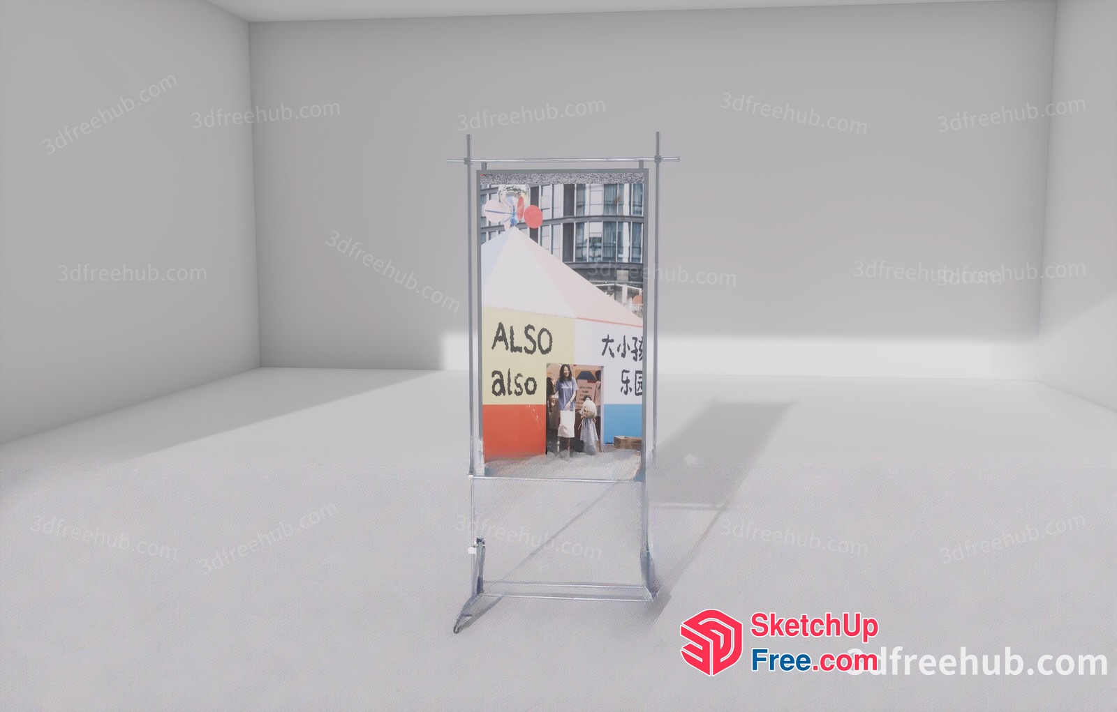 Modern Glass Doorway With People 3D SketchUp File