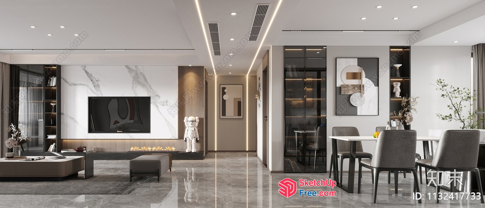 Modern Minimalist Living Room With Sleek Furniture 3D SketchUp File
