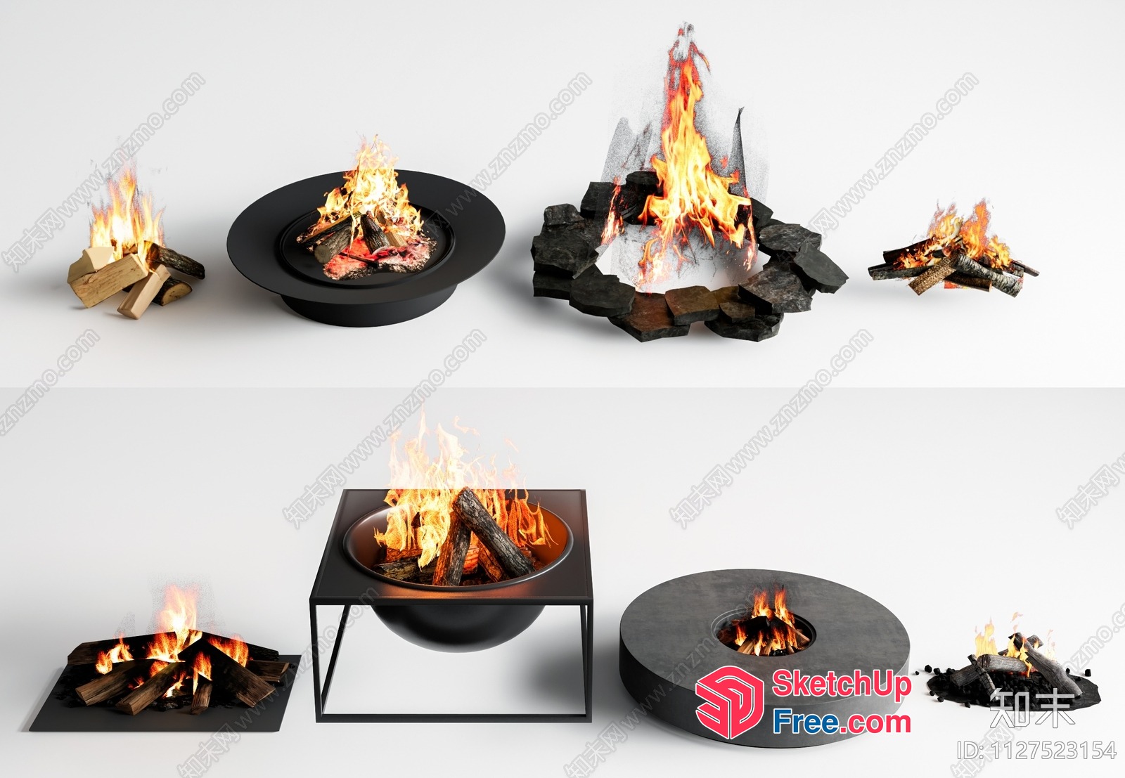 Modern Outdoor Fireplace Design 3D SketchUp File