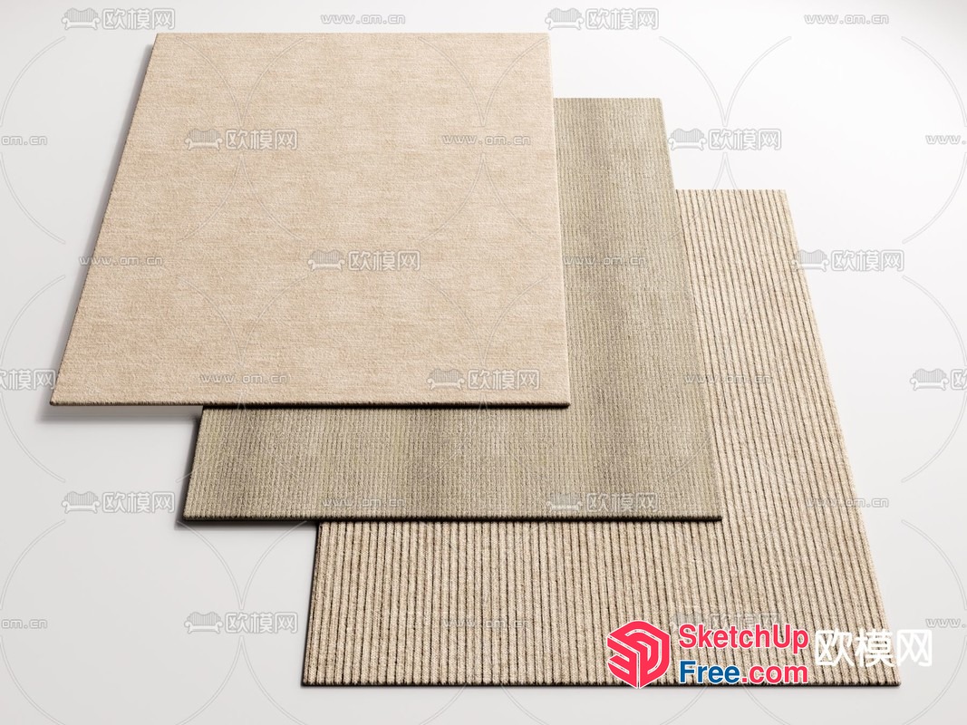 Light Beige Textured Square And Striped Rectangular Shapes 3D SketchUp File