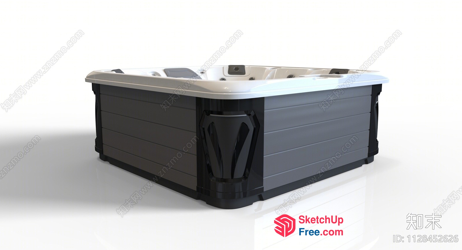 Modern Hot Tub Design With Sleek Black And White Exterior 3D SketchUp File