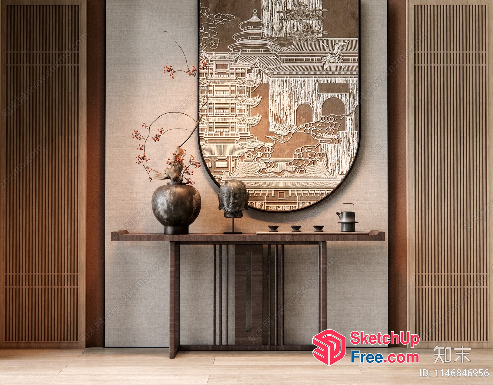 Traditional Asian Decor Interior 3D SketchUp File
