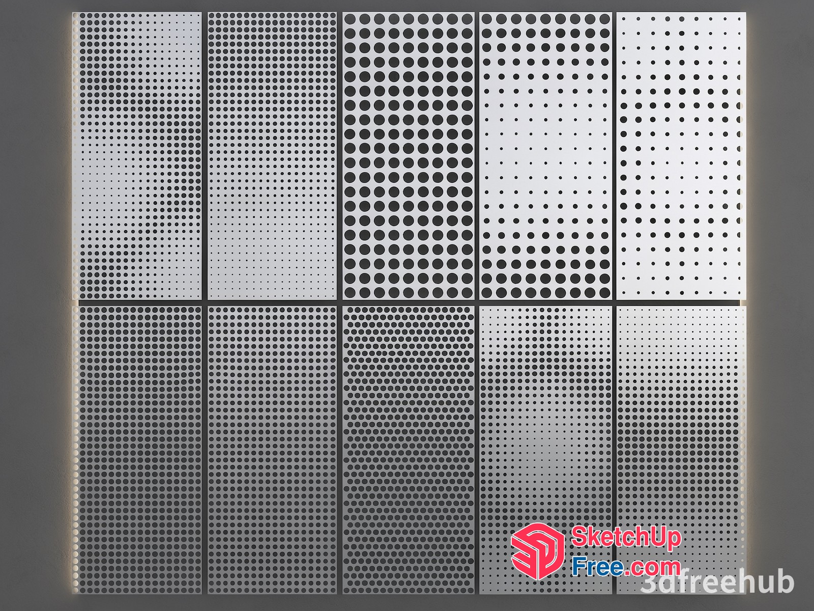 Modern Grey Dotted Panel Interior Decor 3D SketchUp File