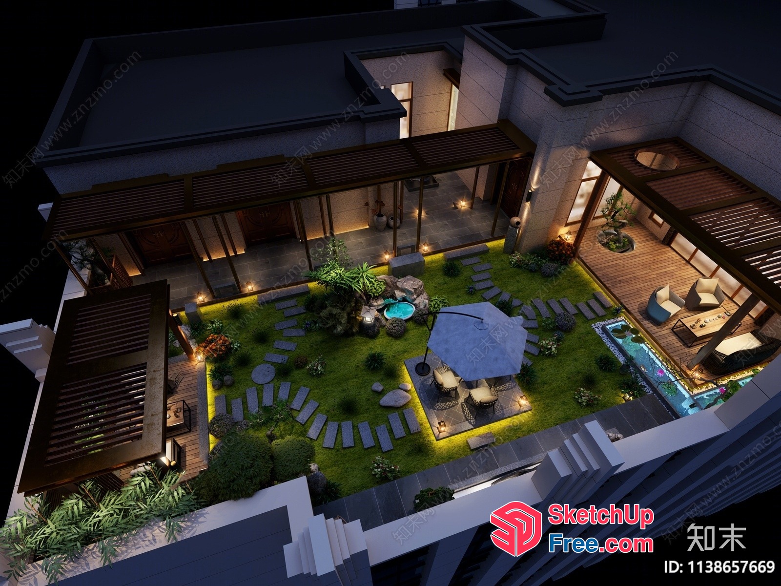 Modern Luxury Villa With Stunning Garden And Pool 3D SketchUp File