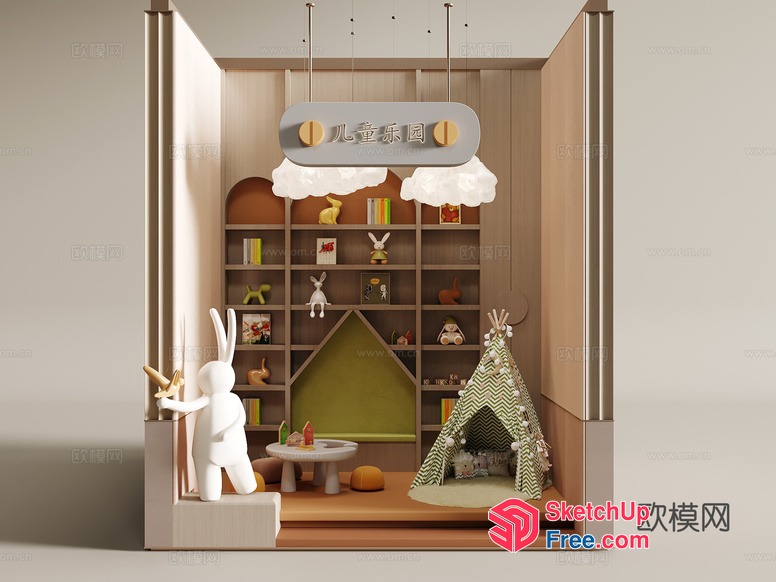 Modern Rabbit-Themed Playroom Interior 3D SketchUp File