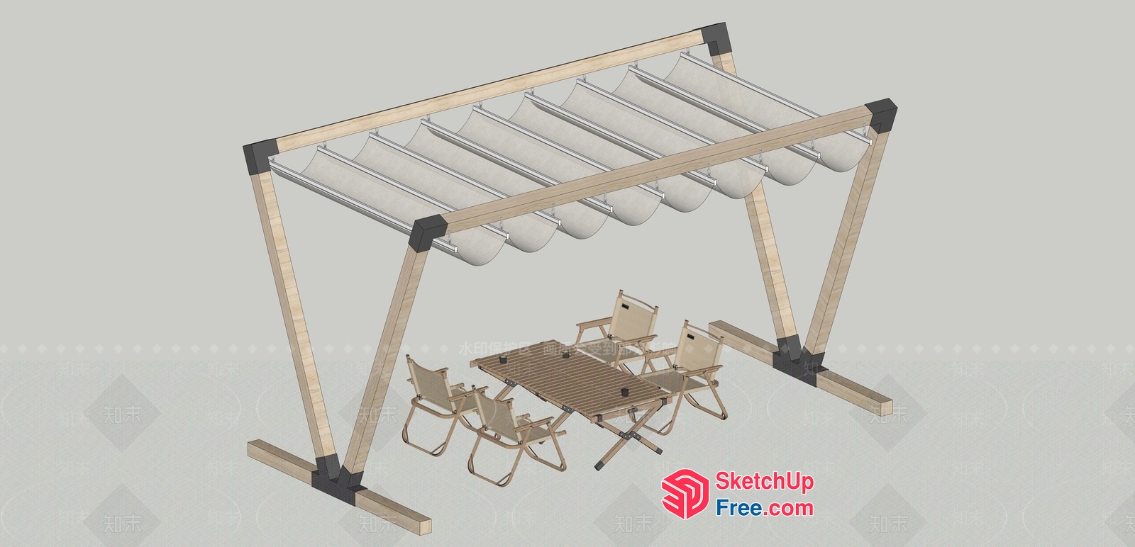 Modern Outdoor Furniture Set With Canopy 3D SketchUp File