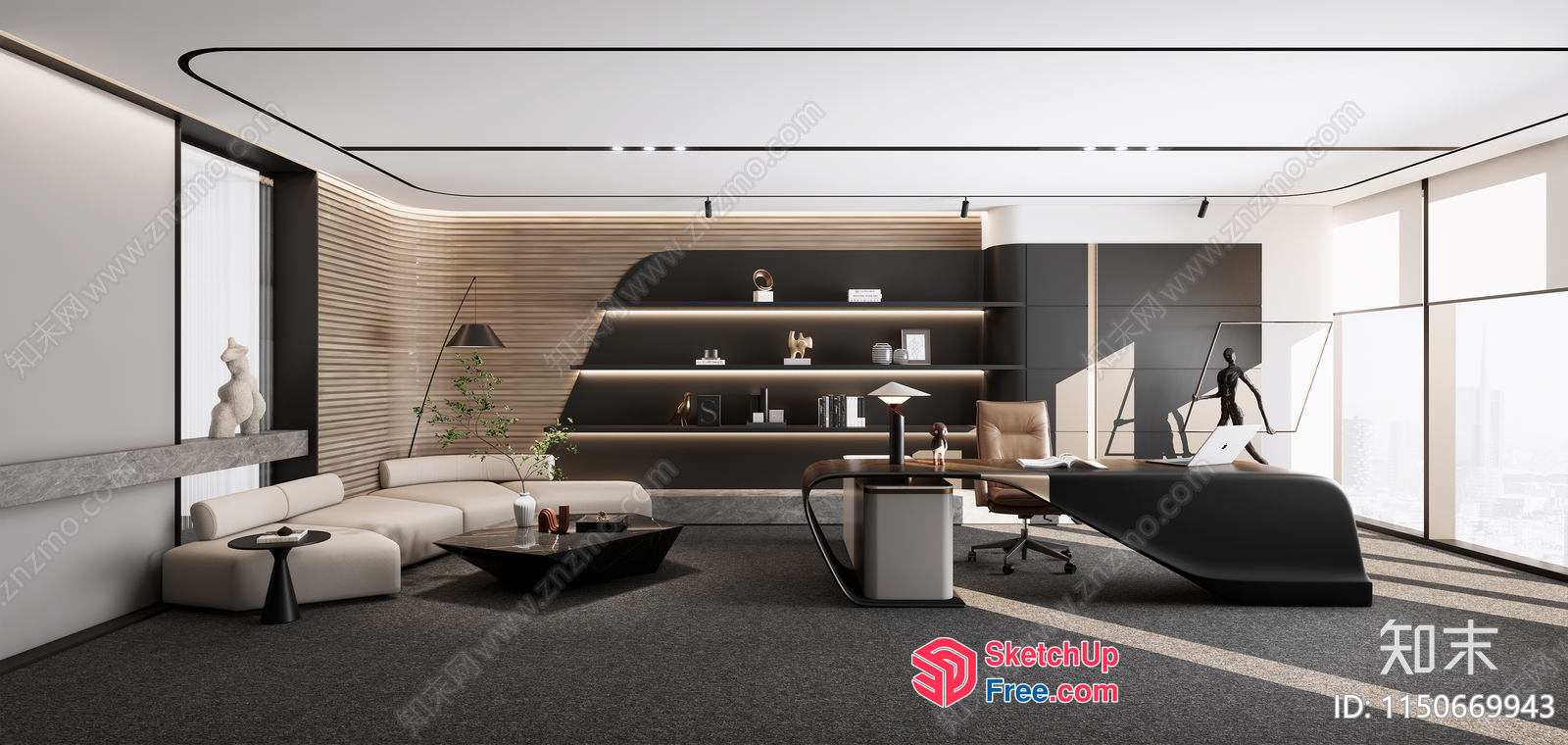 Modern Office Space With Sleek Furniture And Natural Lighting 3D SketchUp File
