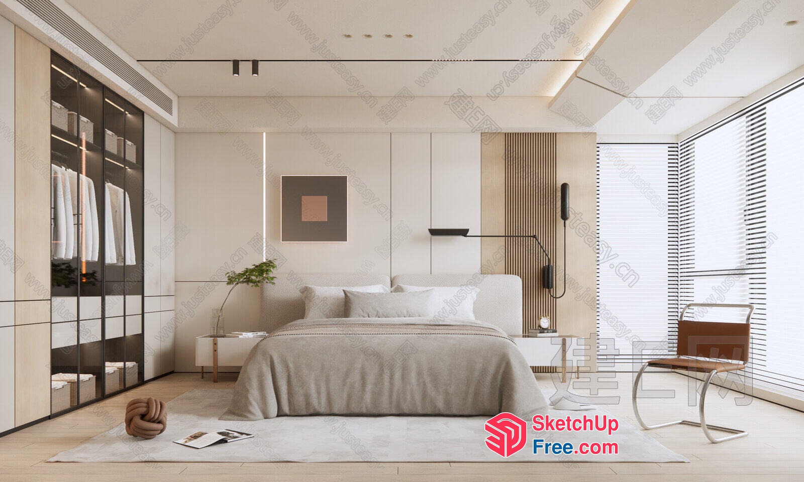 Minimalist Modern Bedroom Interior 3D SketchUp File