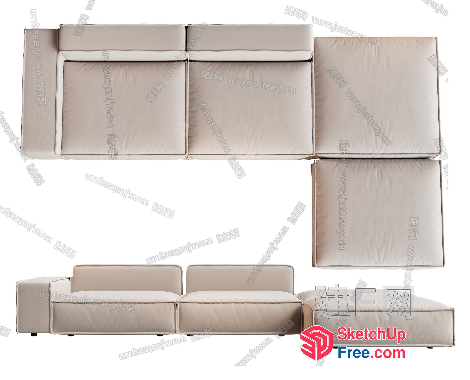 Modern Minimalist Creamy Style Sofa 3D SketchUp File