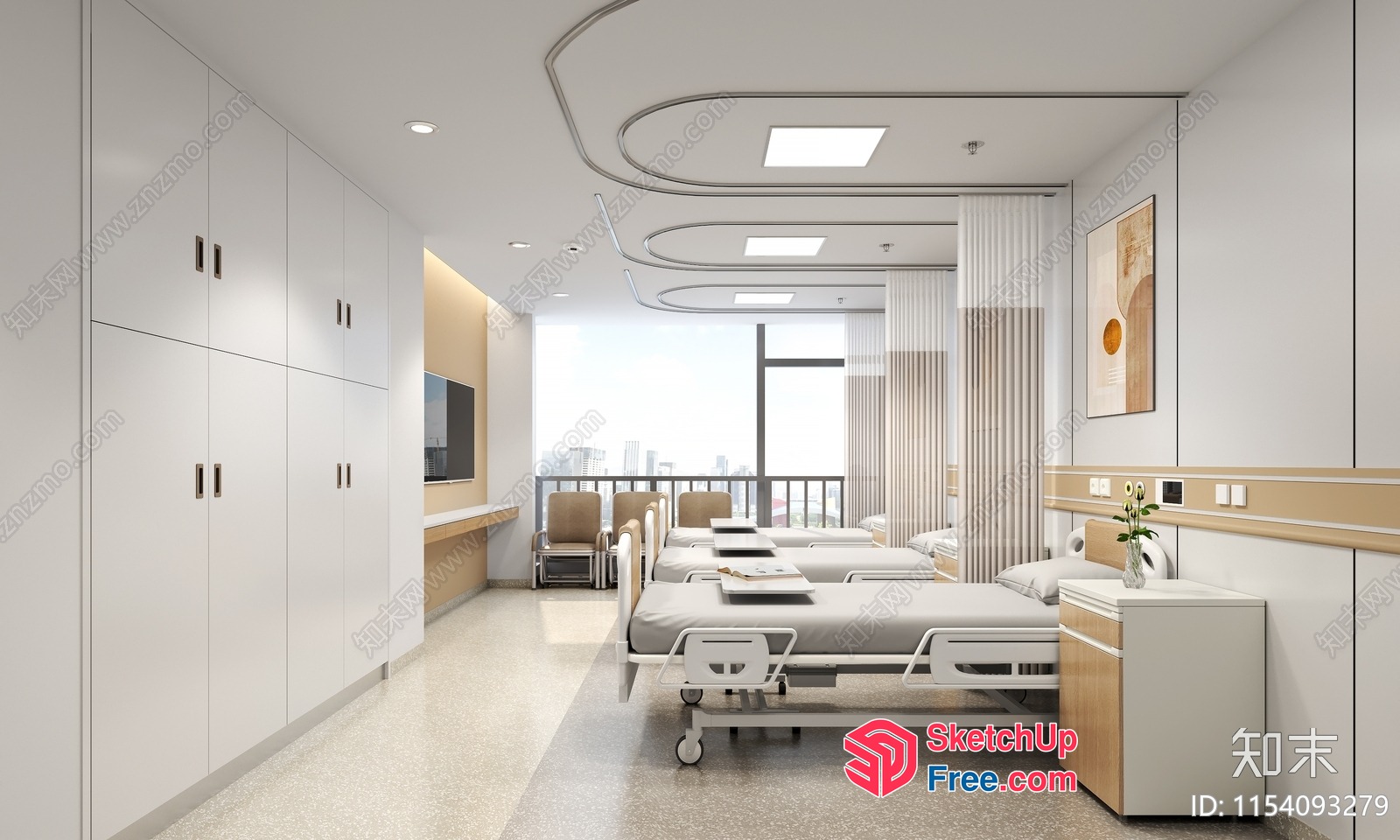 Clean And Modern Hospital Room Interior 3D SketchUp File