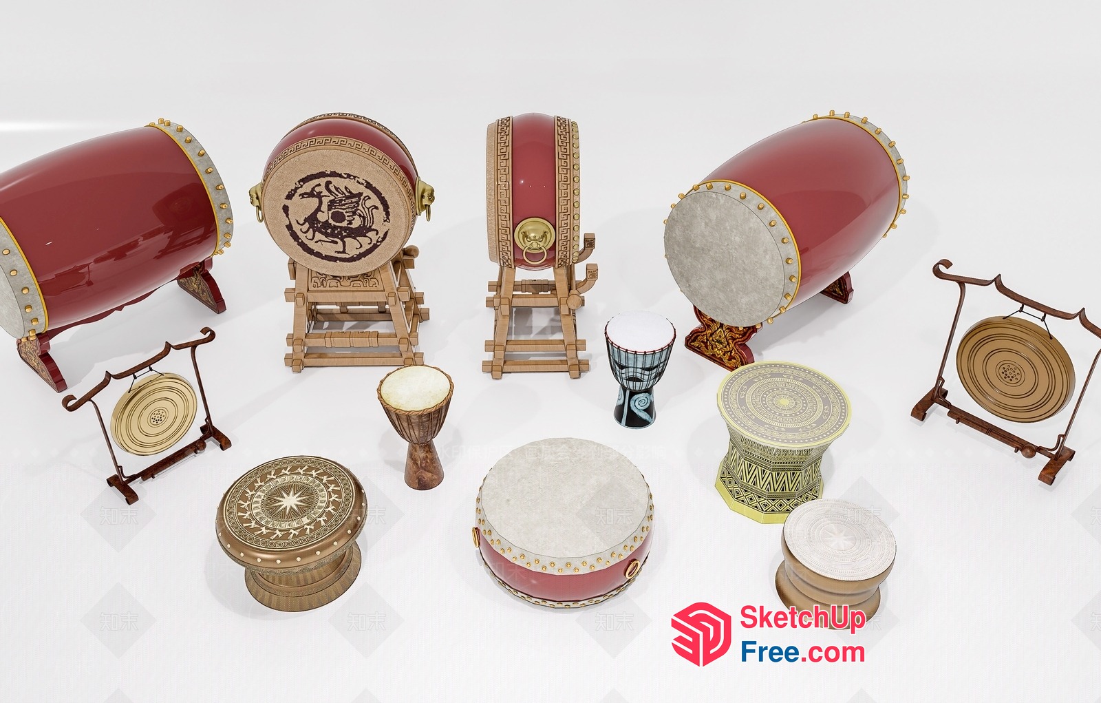Traditional Asian Instruments Collection 3D SketchUp File