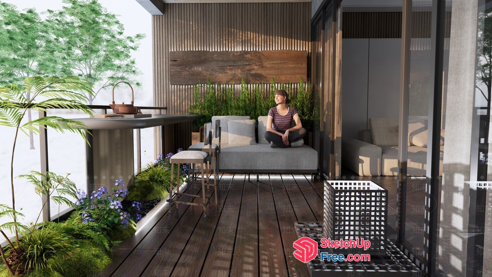 Sunlit Balcony With Comfortable Seating 3D SketchUp File