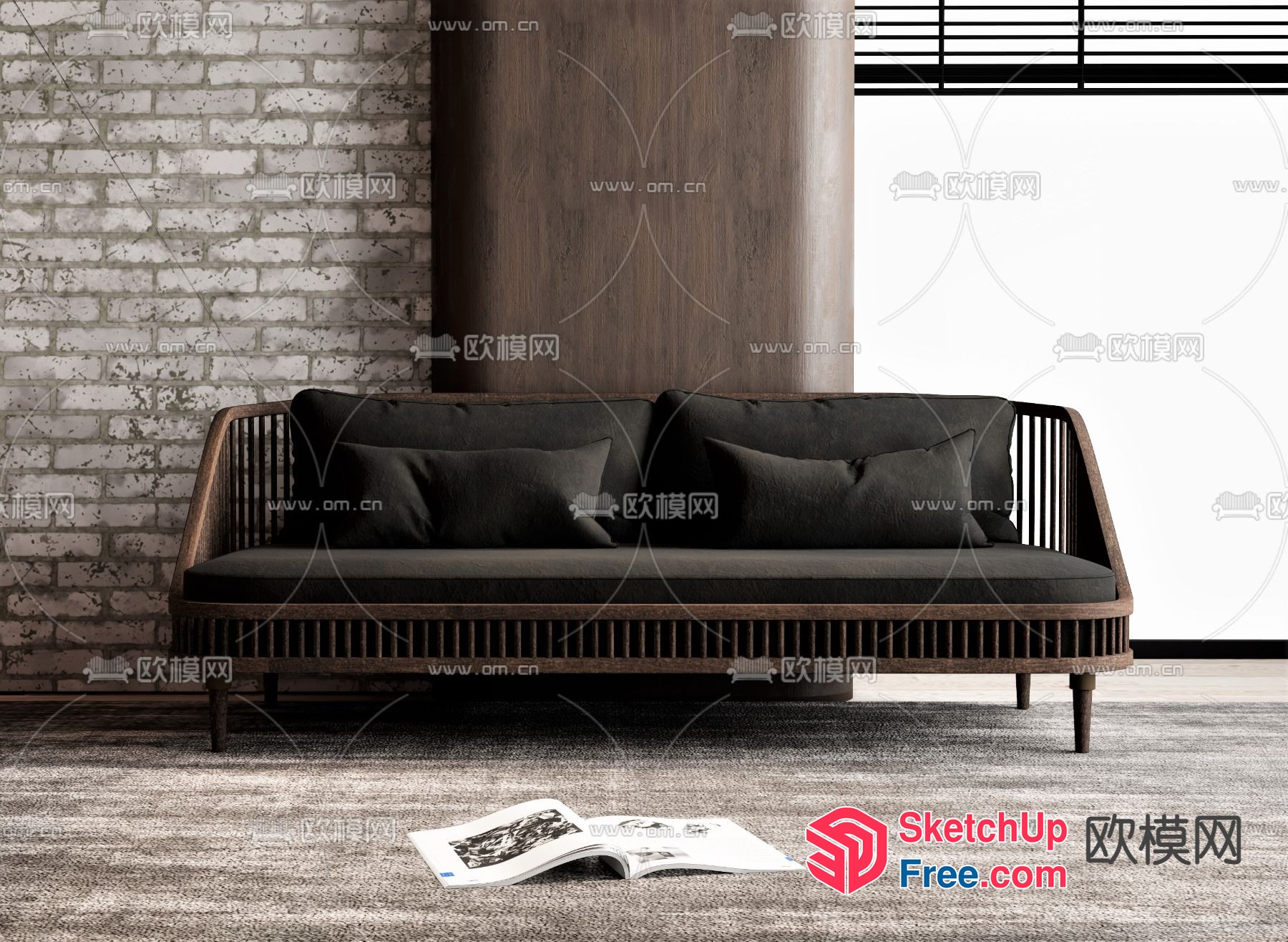 Elegant Minimalist Living Room Sofa 3D SketchUp File