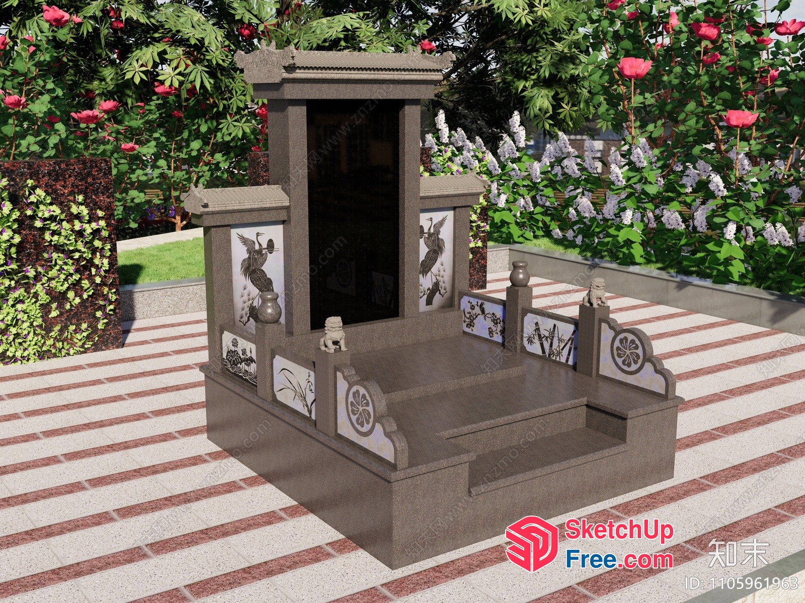 Asian-Inspired Pillars And Stairs 3D SketchUp File