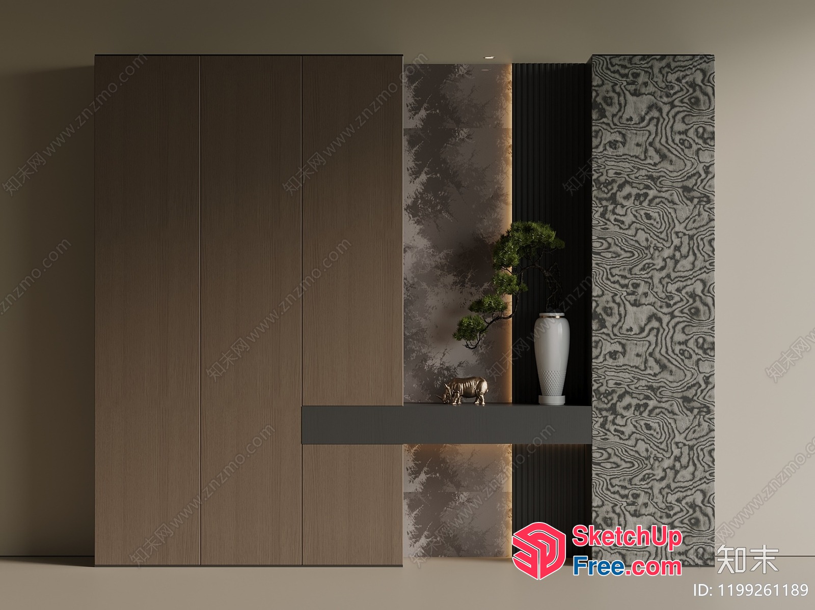 Modern Minimalist Living Room Decor 3D SketchUp File