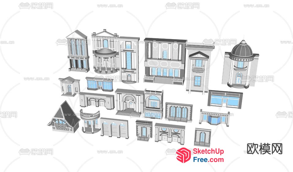 Architectural Ensembles Of Various Styles 3D SketchUp File
