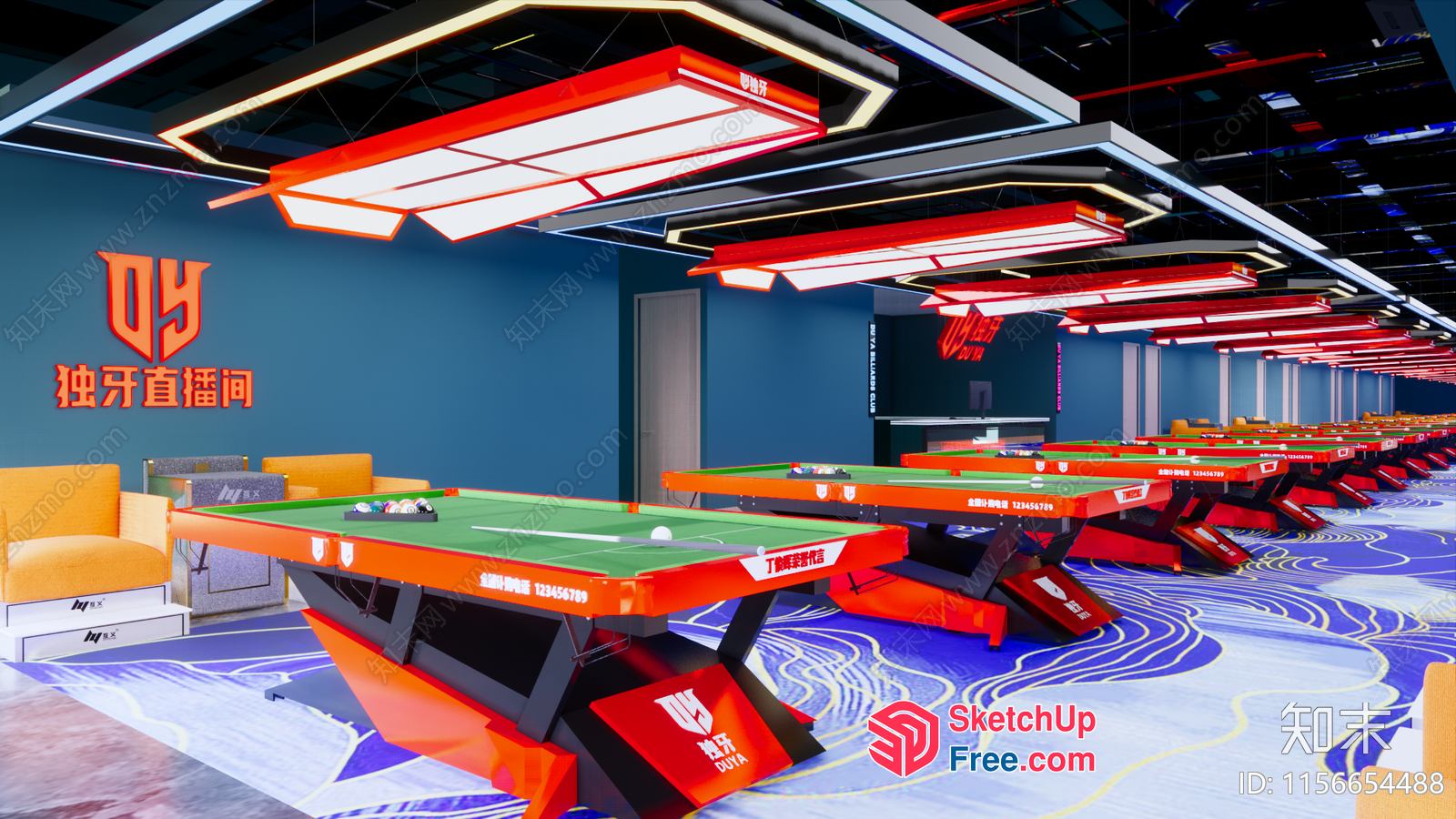Modern Billiard Club Interior Design 3D SketchUp File