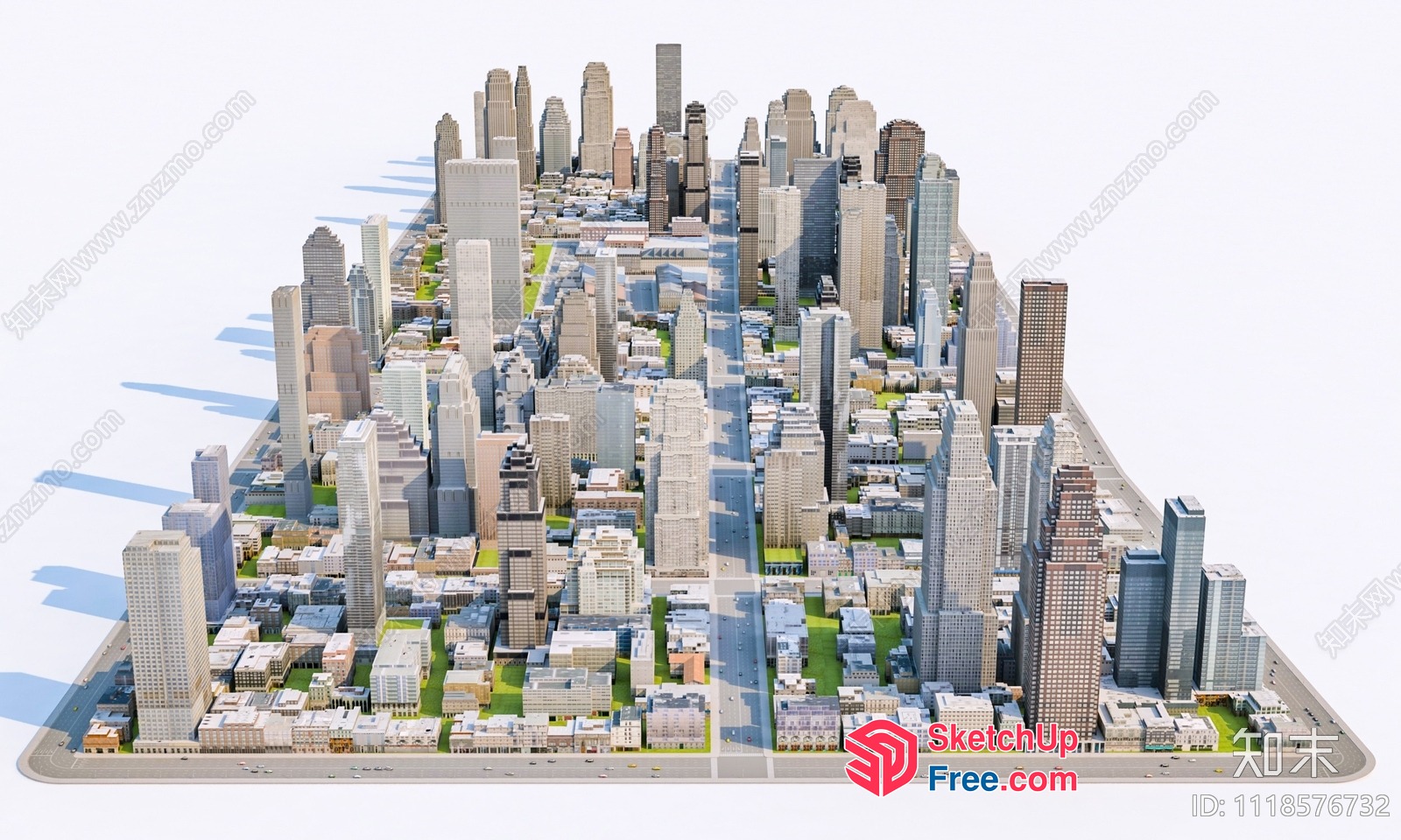 Cityscape Of Skyscrapers And Modern Buildings 3D SketchUp File