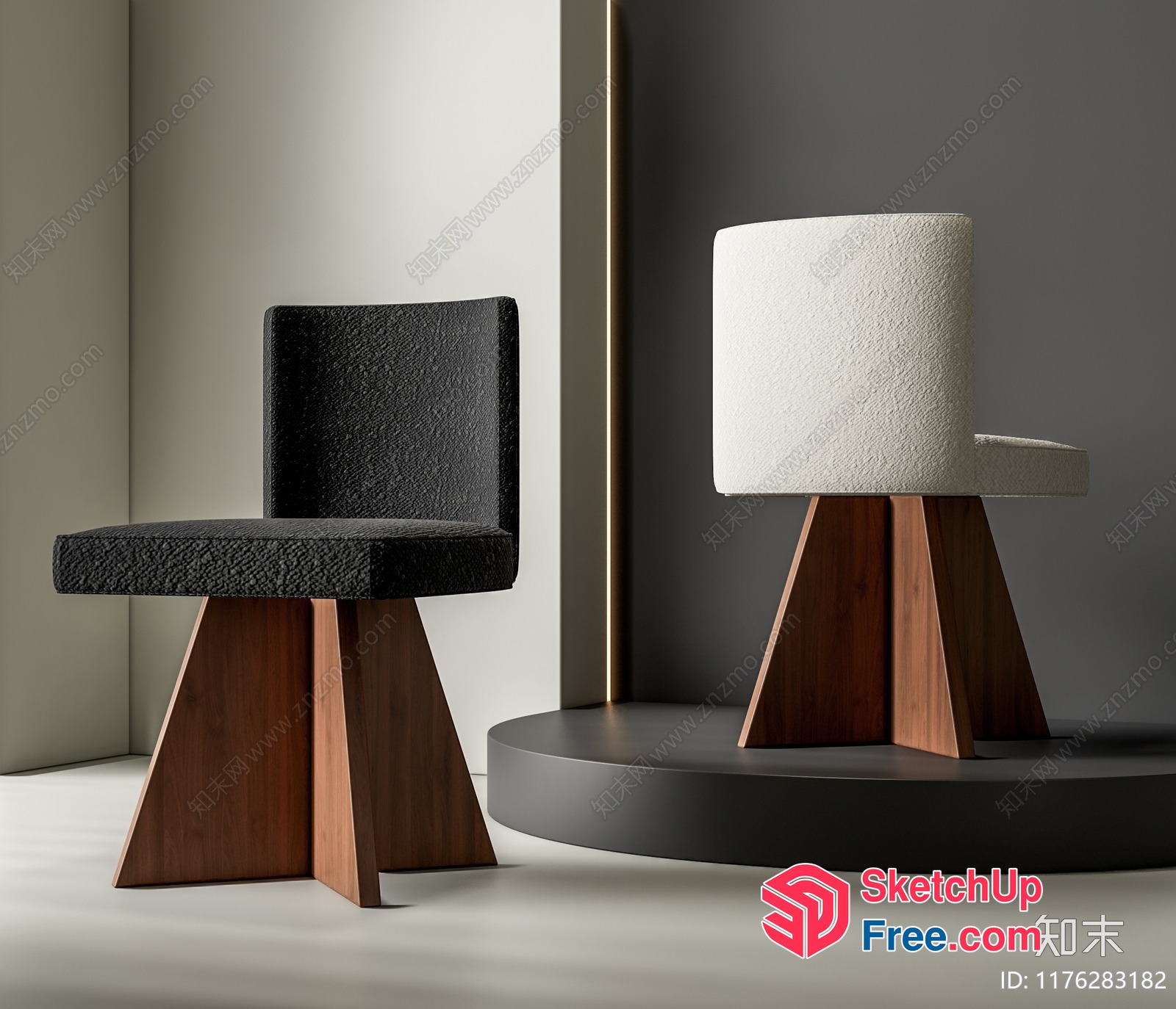Two Modern Chairs In Neutral Colors 3D SketchUp File
