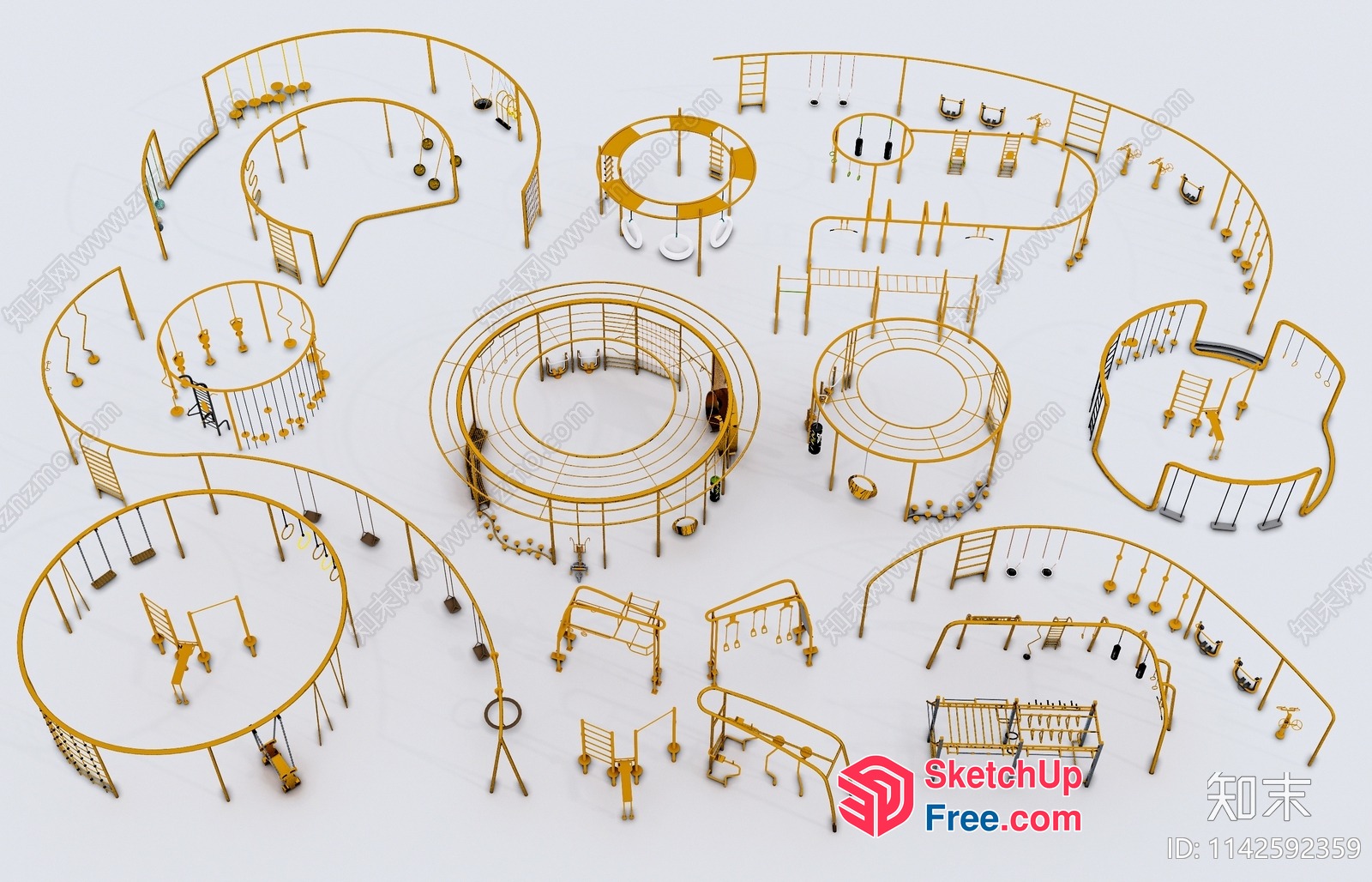 3D Model Of A Playground With Various Play Equipment 3D SketchUp File