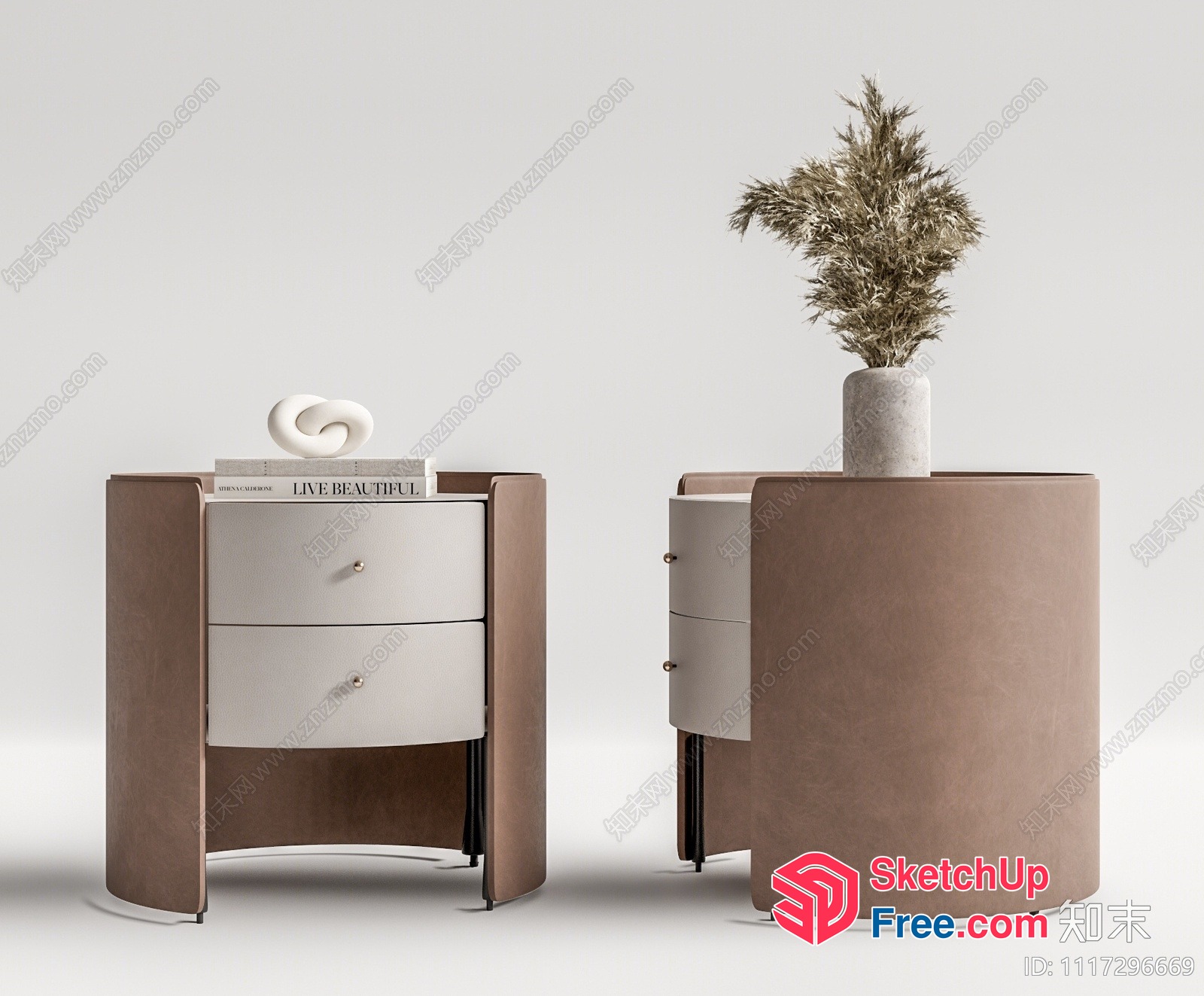 Modern Nightstand With Storage And Decorative Elements 3D SketchUp File
