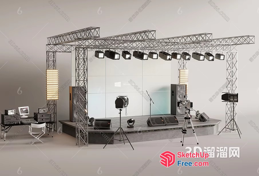 Stage Setup With Lighting And Sound Equipment 3D SketchUp File