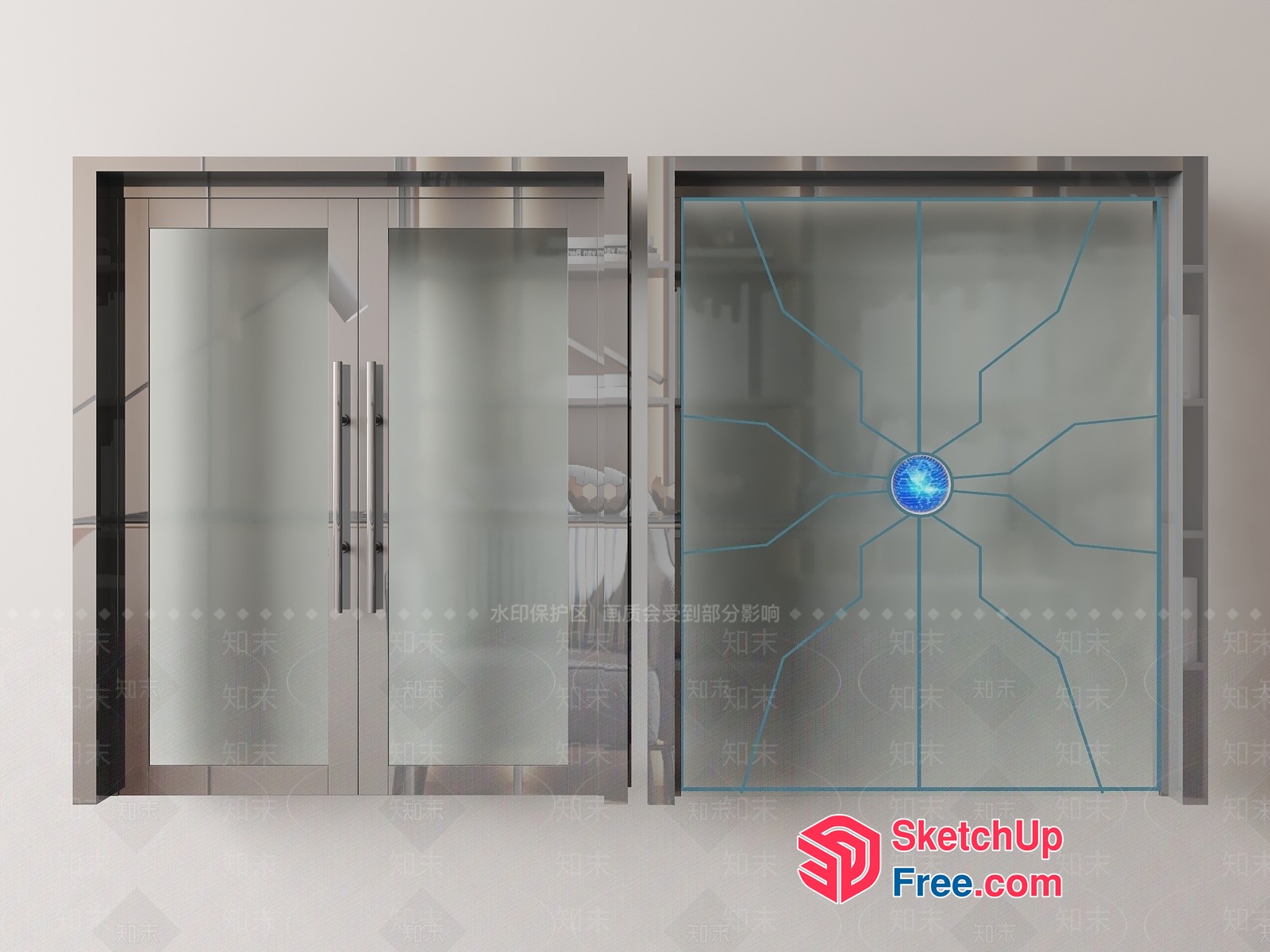 Elegant Modern Glass Door Design 3D SketchUp File