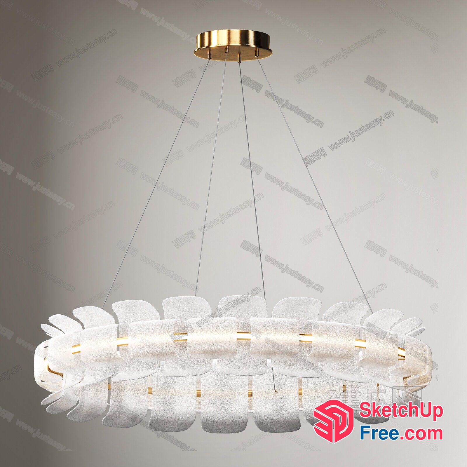 Elegant And Modern Chandelier With Frosted Glass Shades 3D SketchUp File