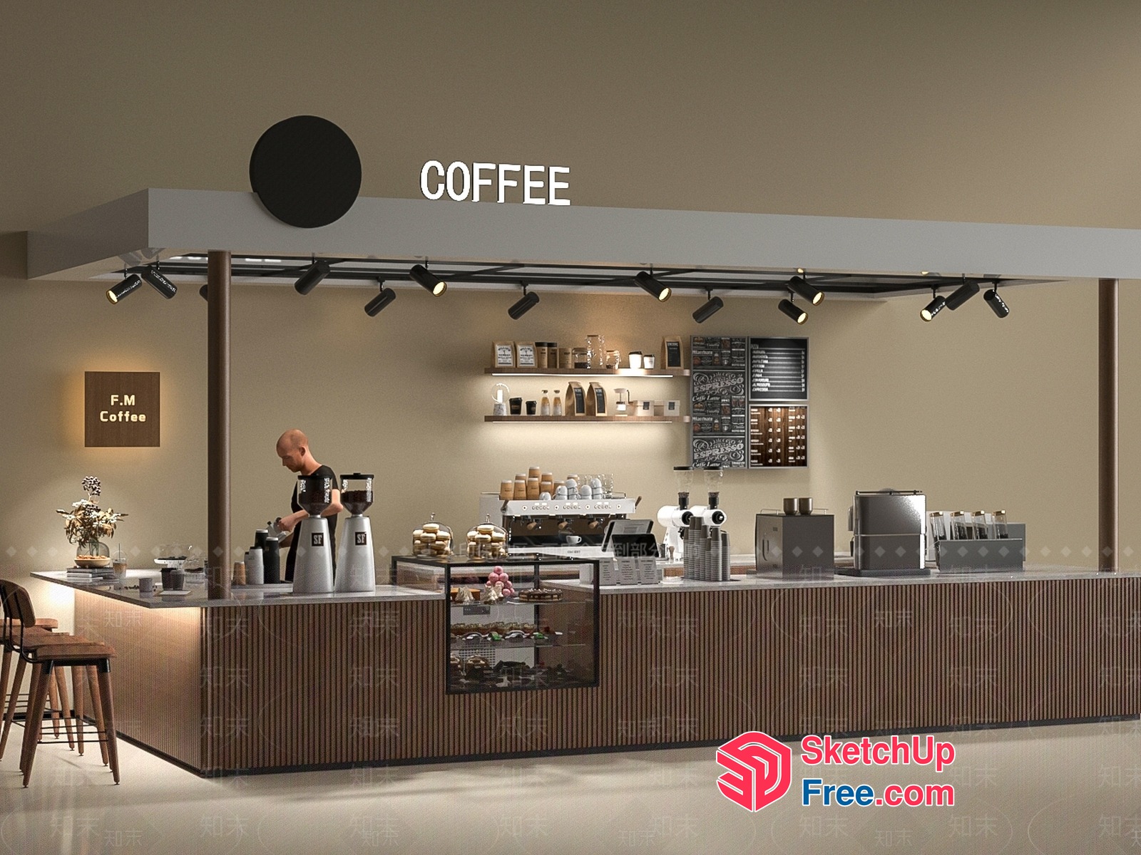 Modern Coffee Shop Interior 3D SketchUp File