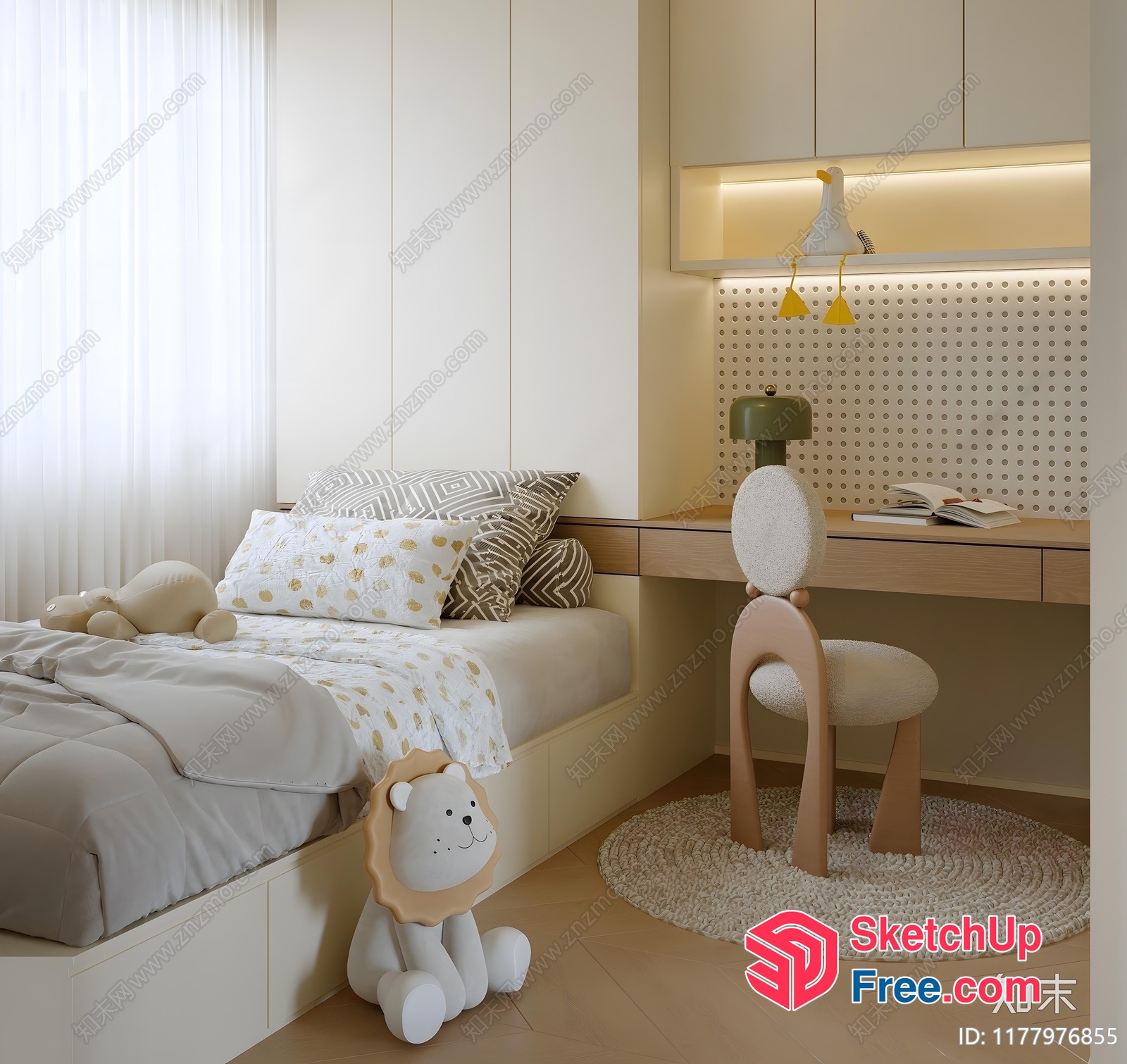 Cozy Modern Minimalist Bedroom Interior 3D SketchUp File