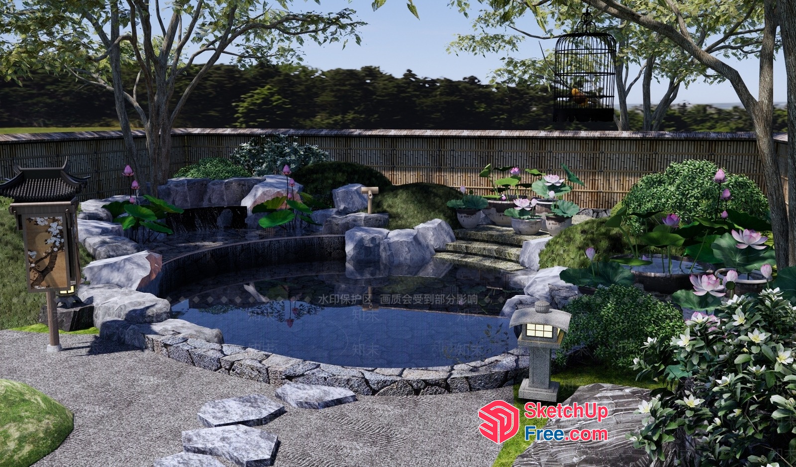 Serene Japanese-Inspired Oasis 3D SketchUp File