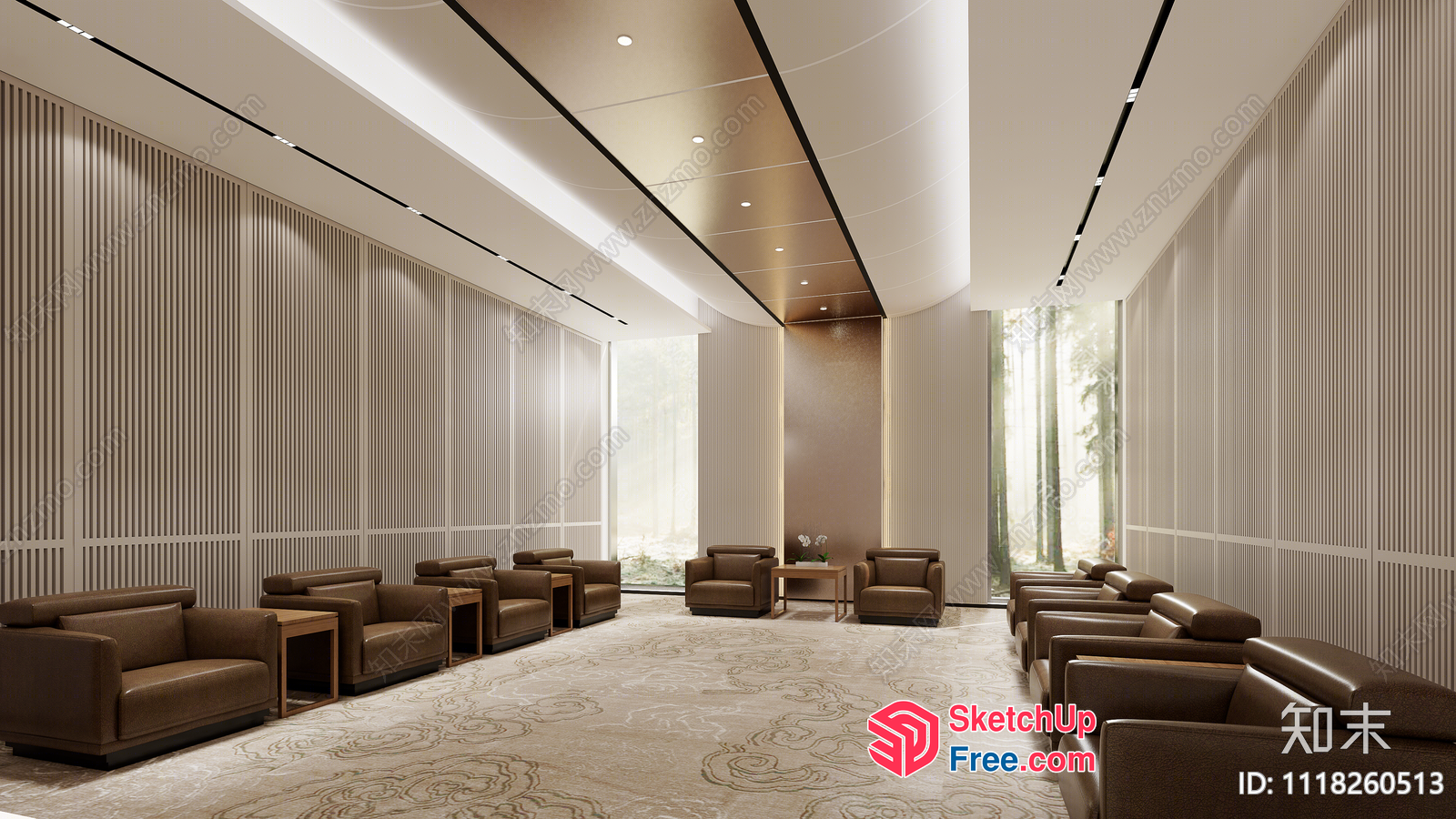 Spacious Lounge Area With Modern Furniture And Natural Light 3D SketchUp File