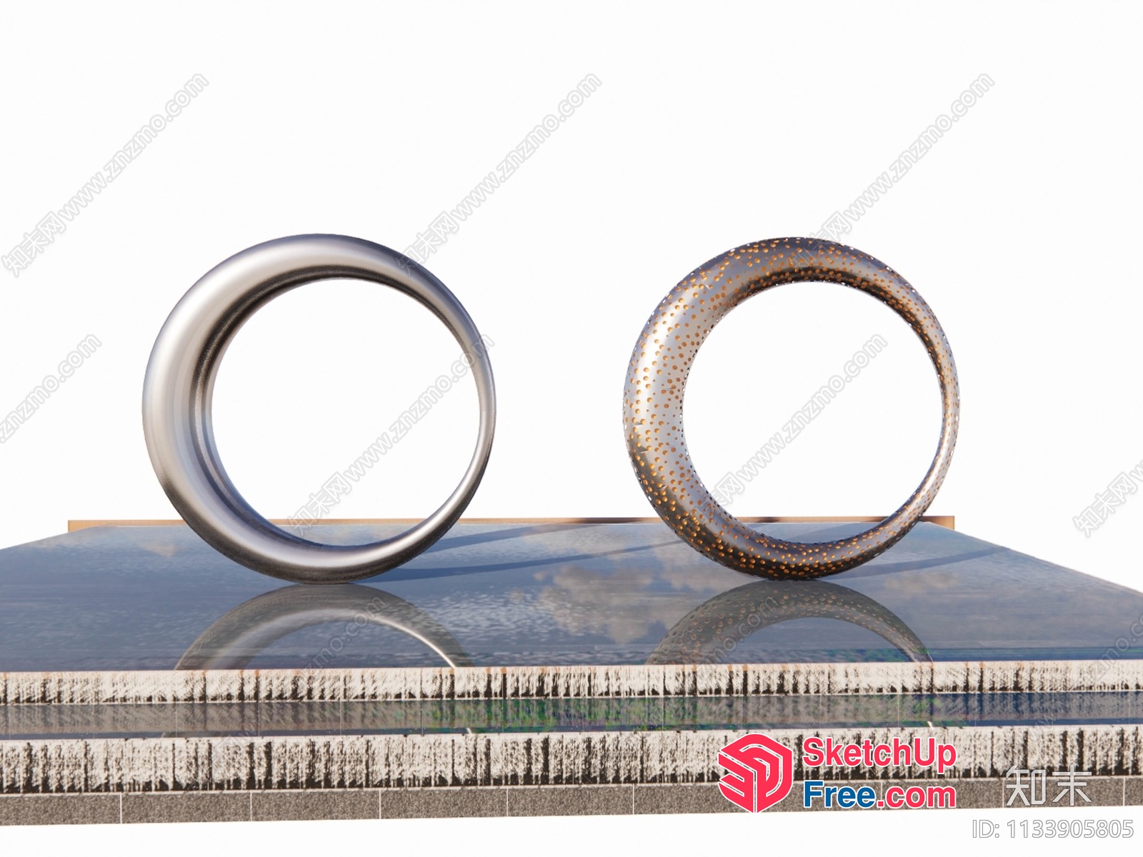 Two Metal Rings On A Glass Platform 3D SketchUp File