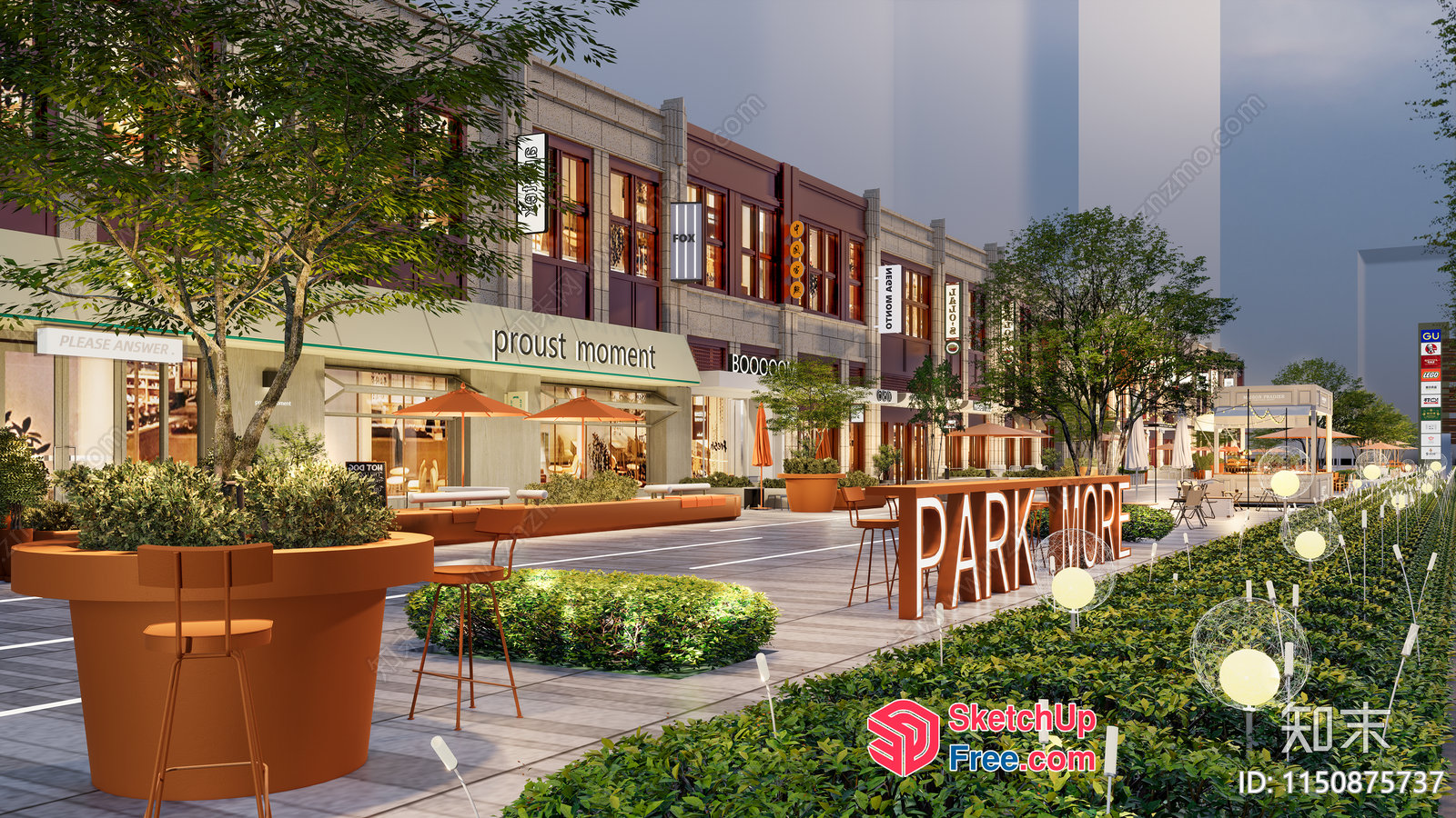 Aesthetic Urban Commercial Street 3D SketchUp File