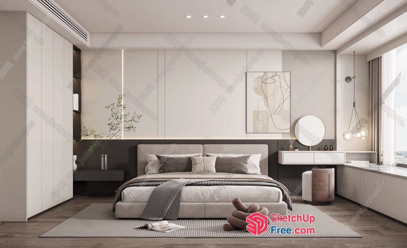 Modern Minimalist Bedroom Interior 3D SketchUp File