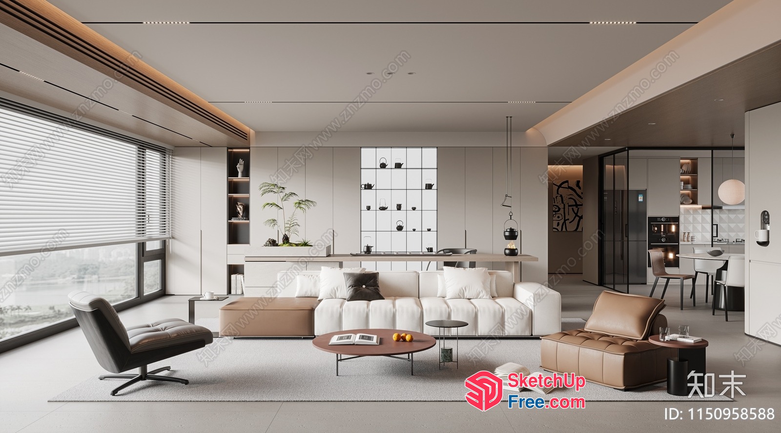 Modern Minimalist Living Room With Sleek Furniture And Natural Light 3D SketchUp File
