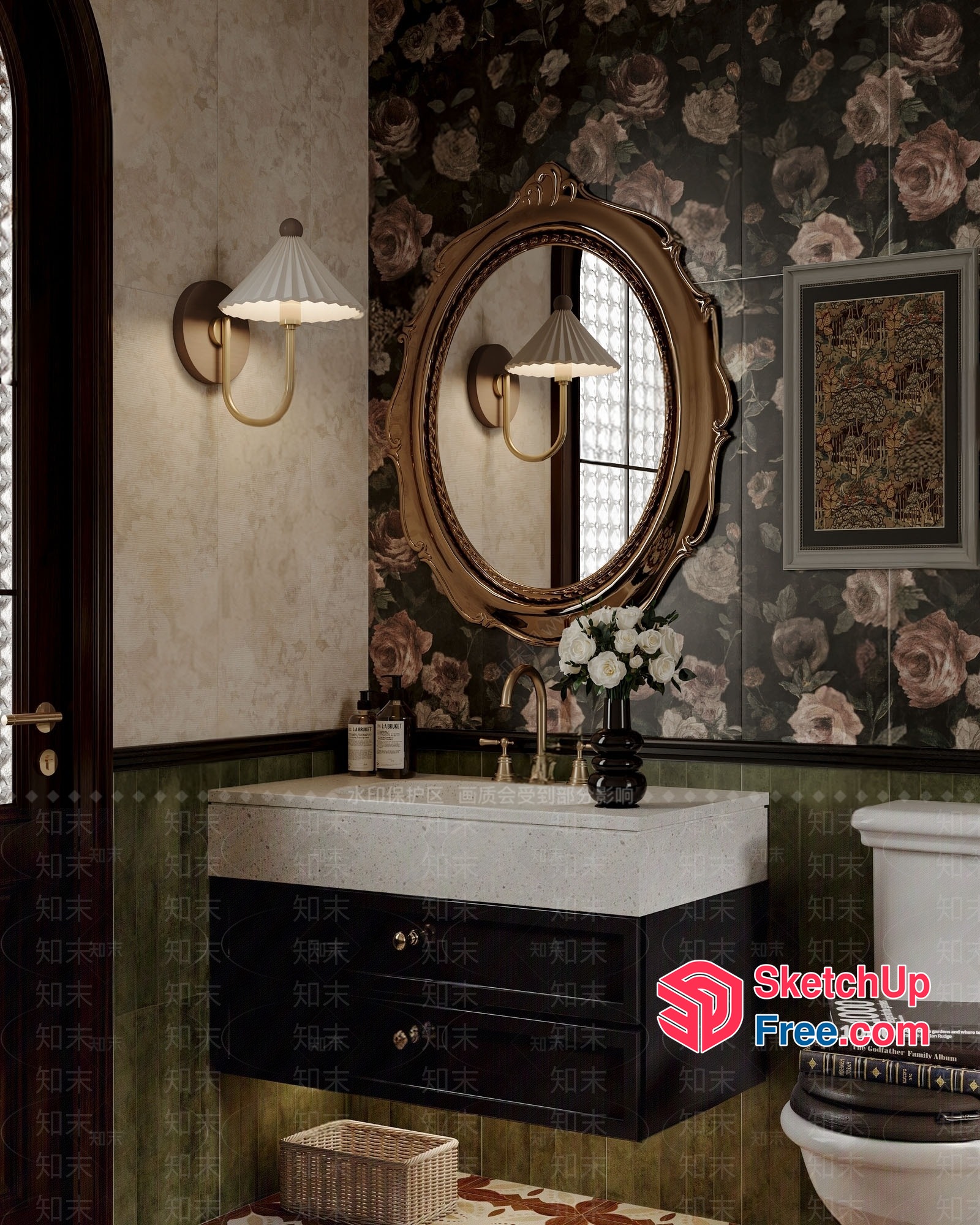 Elegant And Sophisticated Vintage Bathroom Decor 3D SketchUp File