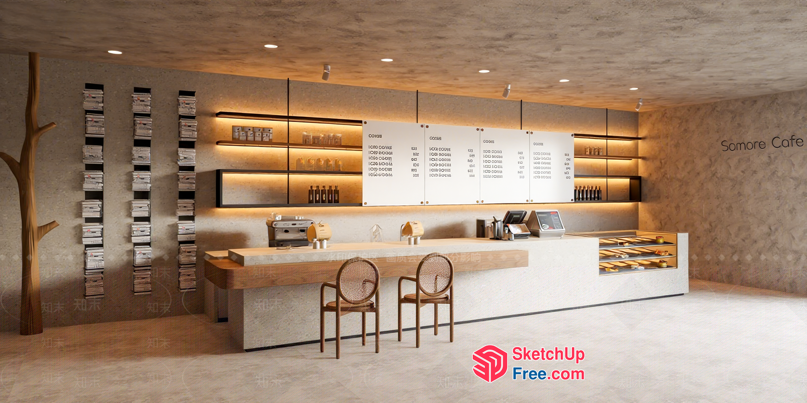 Modern Minimalist Cafe Interior 3D SketchUp File