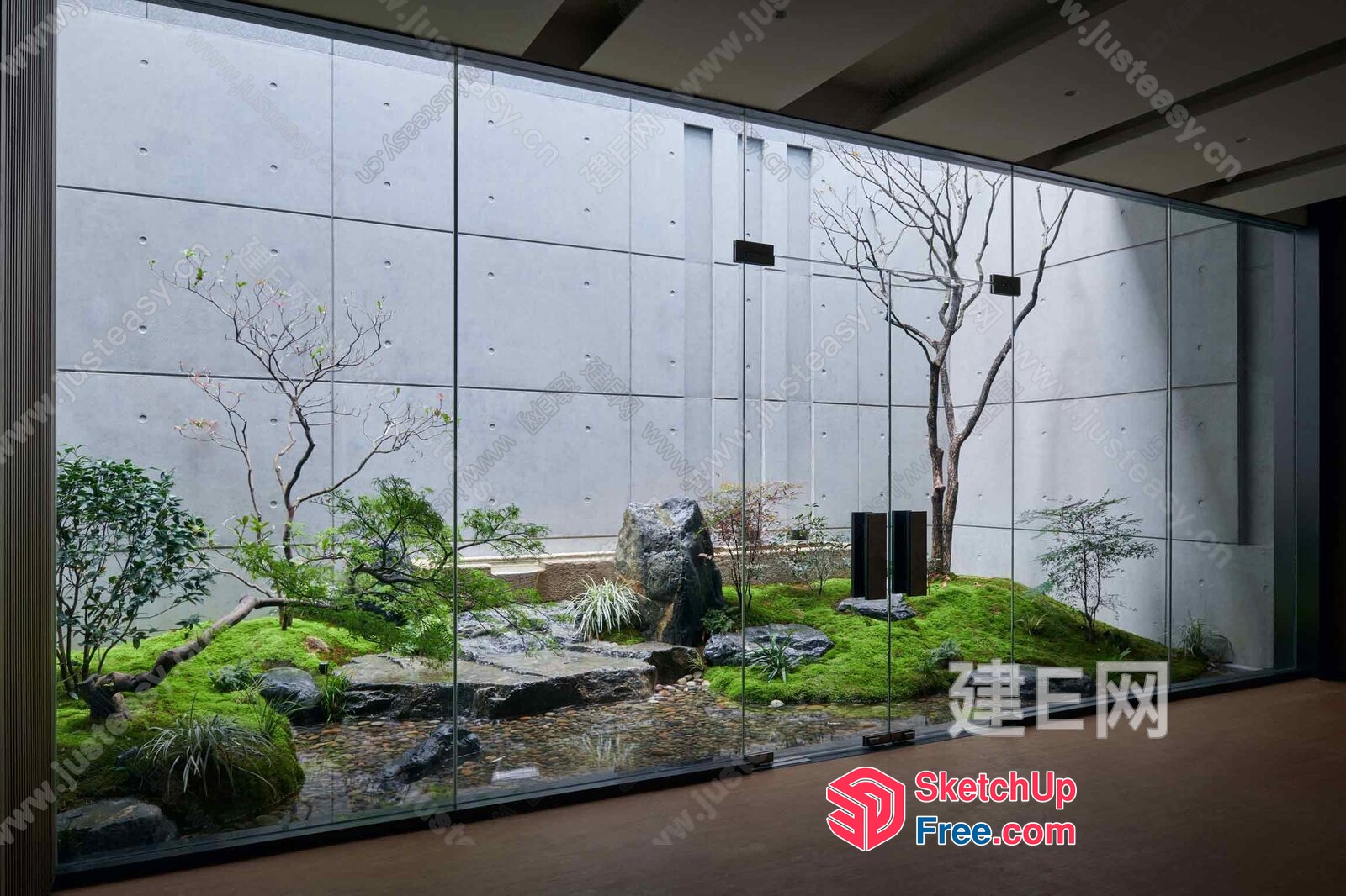 Elegant Glass-Walled Garden Oasis 3D SketchUp File