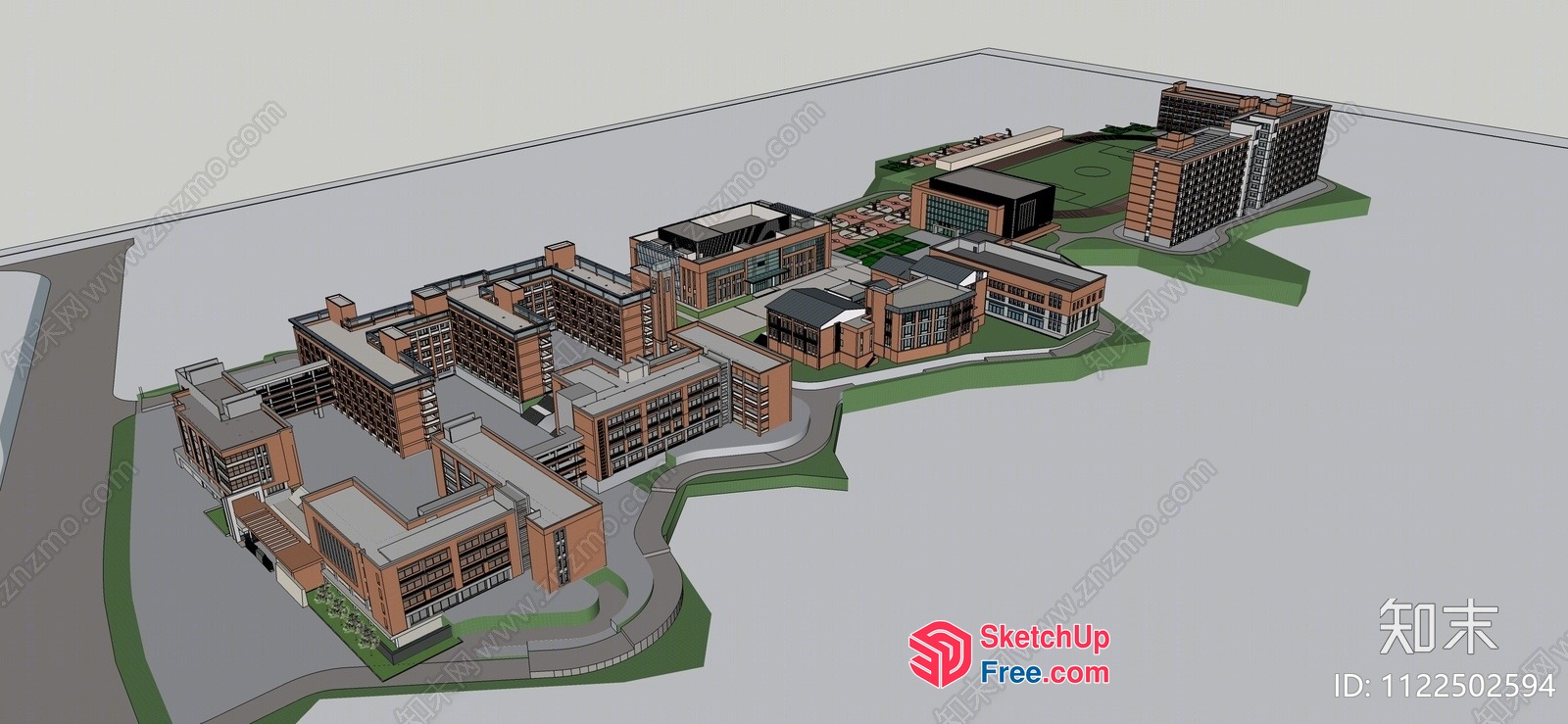 3D Architectural Rendering Of A Modern Building Complex 3D SketchUp File