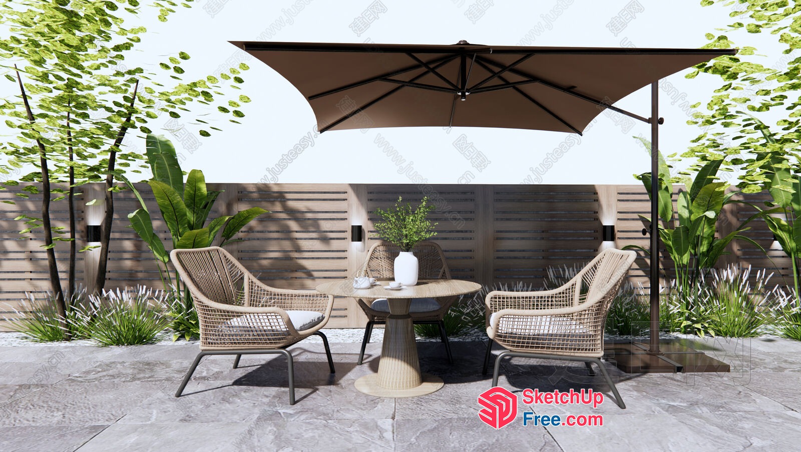 Outdoor Patio Furniture With Umbrella 3D SketchUp File