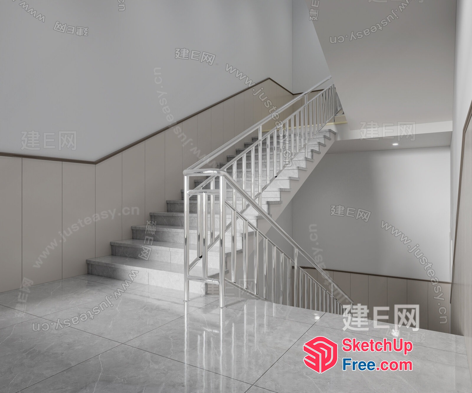 Stairway To A Modern Interior 3D SketchUp File