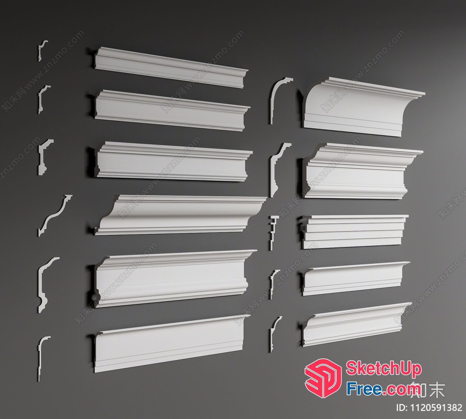 Classic White Moulding Pieces For Interior Decor 3D SketchUp File