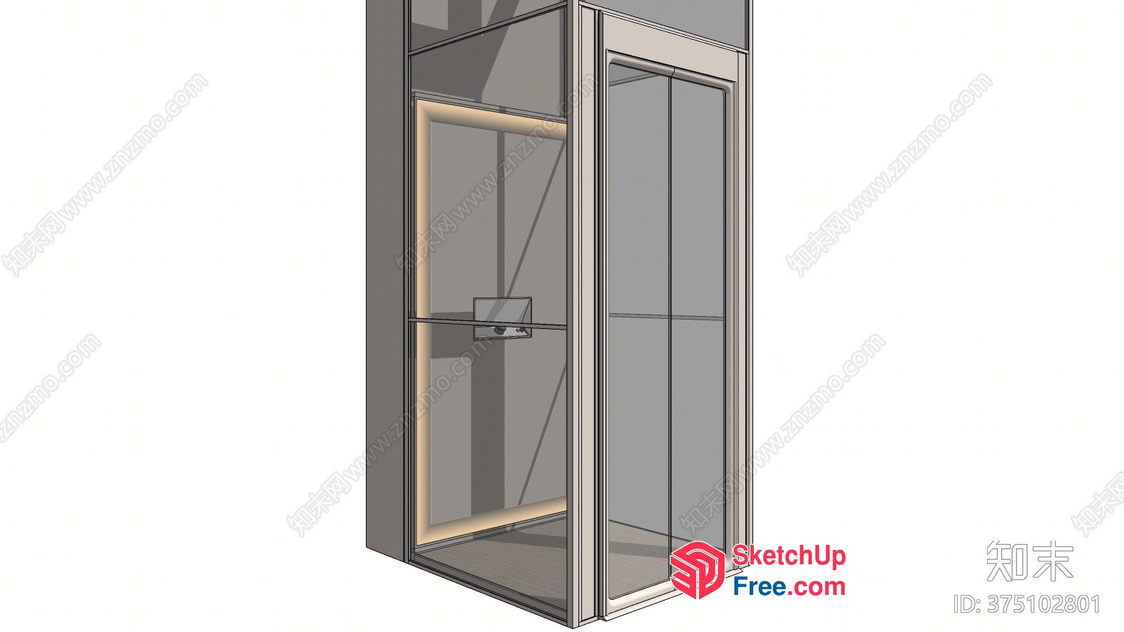 Elevator Glass Wall And Door 3D SketchUp File